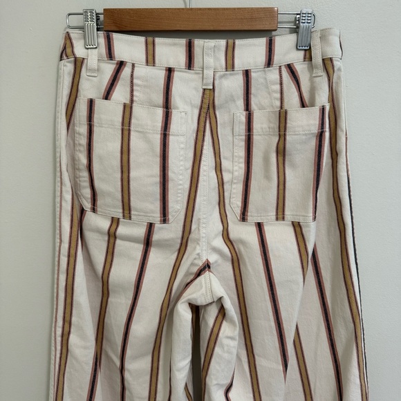 Madewell Emmett Wide Leg Crop Pants in Antique Coral Stripe - Picture 3 of 9